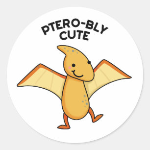 Sticker Rond Pterobo mignon Dinosaure Pterodactyle Pun