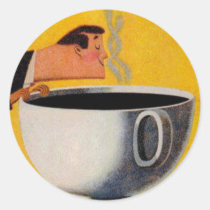 Sticker Rond Publicité vintage sur le café
