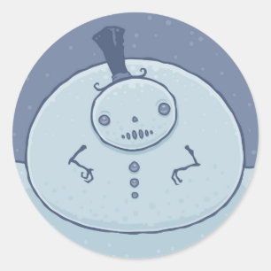 Sticker Rond Pudgy Snowman