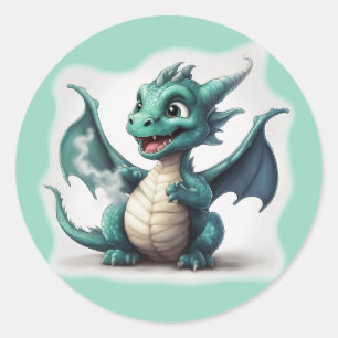 Sticker Rond Puff Le Petit Dragon Magique