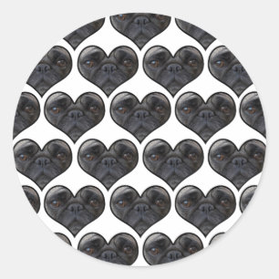 Sticker Rond Pug Hearts