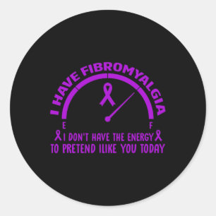 Sticker Rond Puis-Je Porter Du Ruban Violet Avoir Une Fibromyal