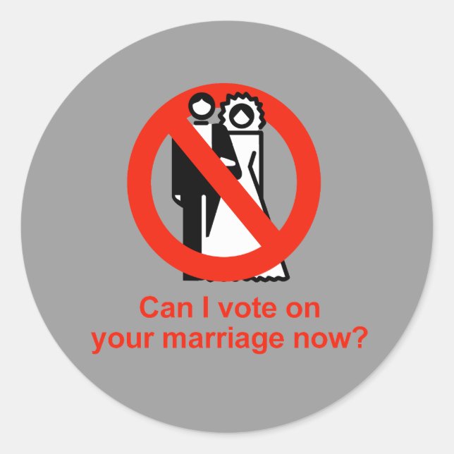 Sticker Rond Puis-je voter pour votre mariage maintenant ? (Devant)