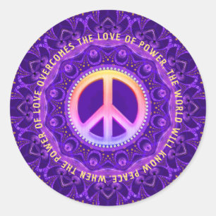 Sticker Rond Puissance de l'amour Paix Énergie personnalisable