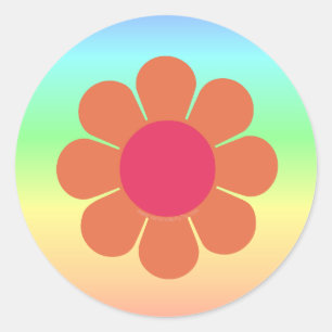 Sticker Rond Puissance des fleurs des années 70
