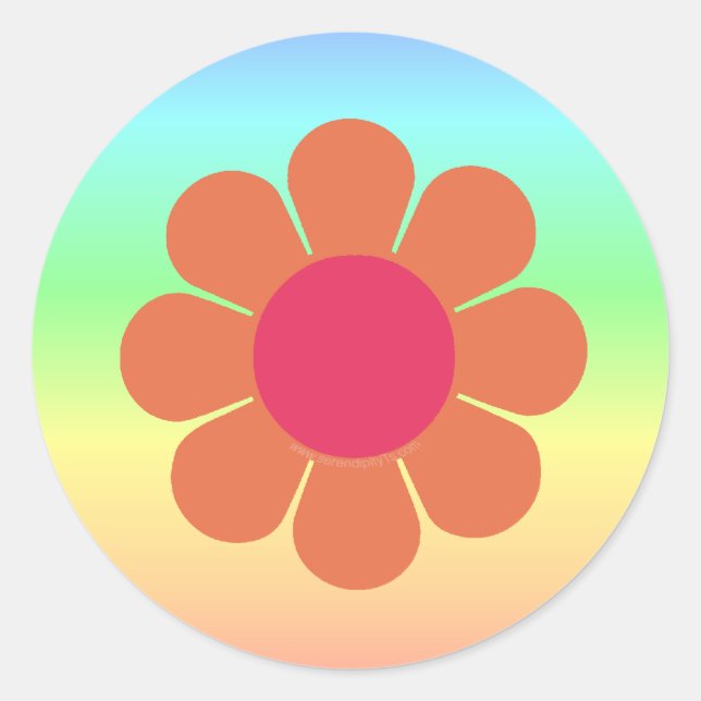 Sticker Rond Puissance des fleurs des années 70 (Devant)
