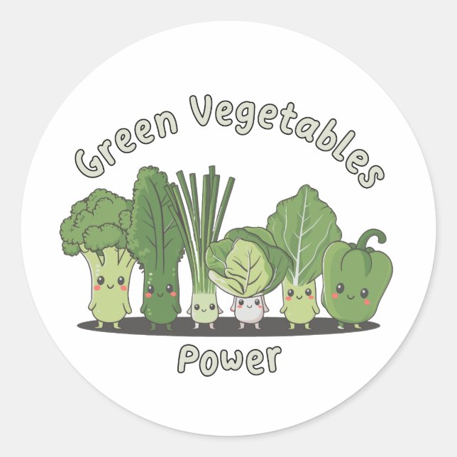 Sticker Rond Puissance des légumes verts (Devant)