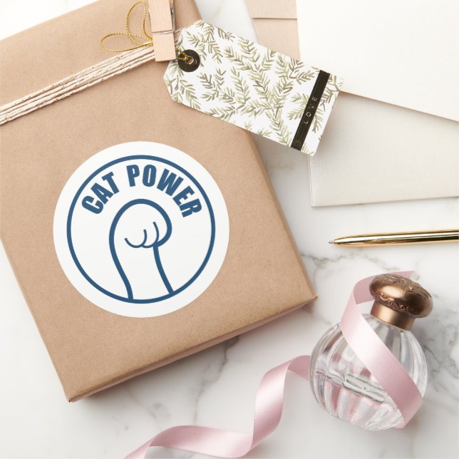Sticker Rond Puissance du chat (Cadeaux)