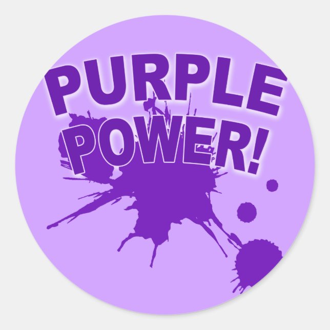 Sticker Rond Puissance violette avec une grande plaque de peint (Devant)