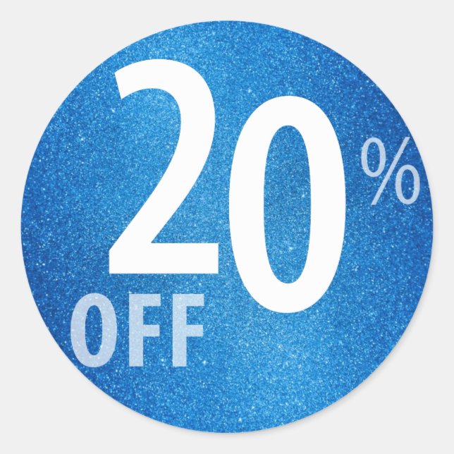 Sticker Rond Puissant panneau de 20 % DE RÉDUCTION SUR VENTE |  (Devant)