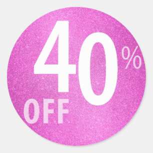 Sticker Rond Puissant SIGNE DE VENTE 40 % DE RÉDUCTION   Partie