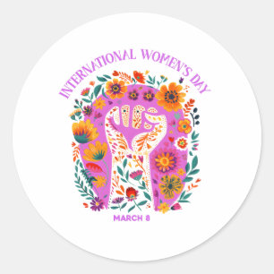Sticker Rond Puissante Fête Florale Internationale des Femmes