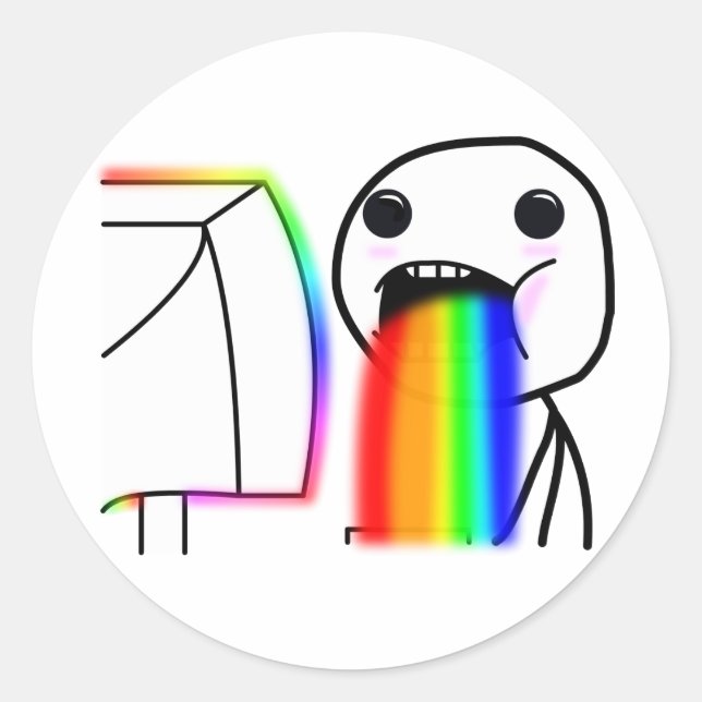 Sticker Rond Pukes Rainbows (Devant)