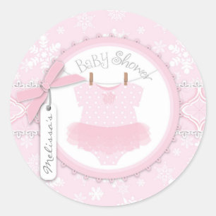 Sticker Rond Pullover de point de polka de tutu et flocon de