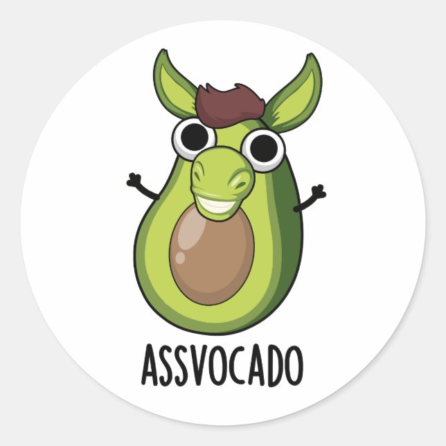 Sticker Rond Pun Ass-vocado Drôle Avocado (Devant)
