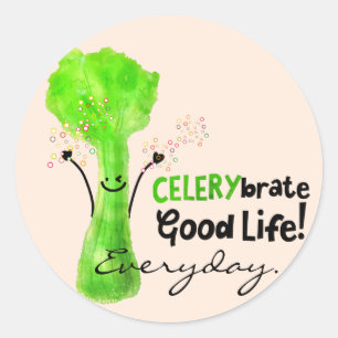 Sticker Rond Pun Celery Positif - Celerybrate Bonne vie