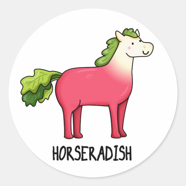 Sticker Rond Pun de cheval drôle (Devant)