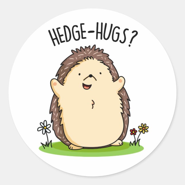 Sticker Rond Pun de haies-trous amusant (Devant)