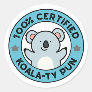 Sticker Rond Pun de koala drôle certifié 100% de qualité Koala-