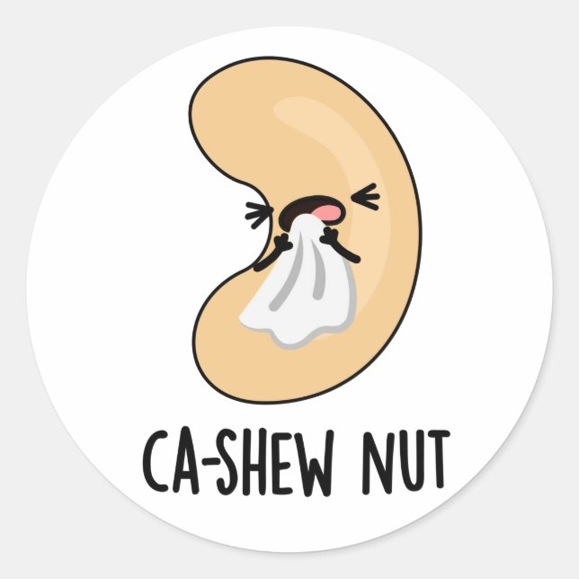 Sticker Rond Pun de noix de cajou à éternuement amusant (Devant)