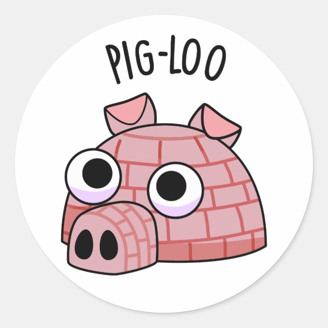 Sticker Rond Pun Igloo Drôle De Pig-loo (Devant)