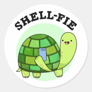 Sticker Rond Pun Selfie Tortoise Funny à Shell-fie