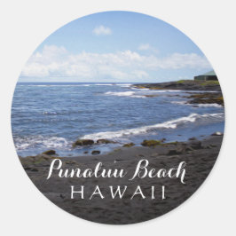 Sticker Rond Punalu'u Black Sand Beach Hawaii Digital Oil Paint