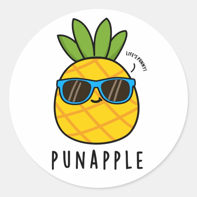 Sticker Rond Punappy Funny Fruit Pun d'ananas (Devant)