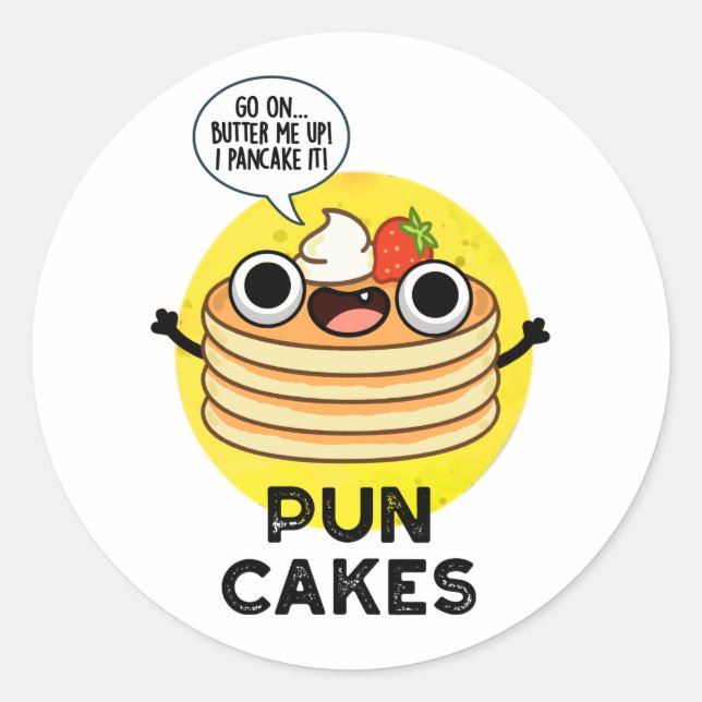Sticker Rond Puncakes Drôle Pancake Pun (Devant)
