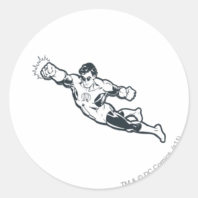 Sticker Rond Punches de lanterne verte BW (Devant)