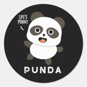 Sticker Rond Punda Funny Animal Panda Pun Dark BG