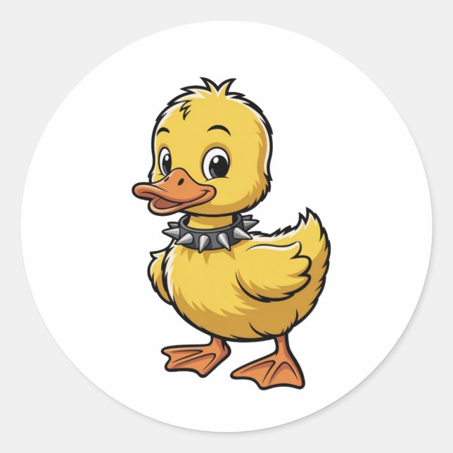 Sticker Rond Punk Duckling – Funny Rebel Animal Art (Devant)