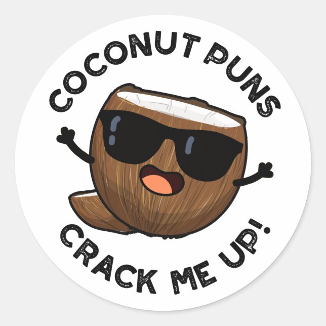 Sticker Rond Puns À La Noix De Coco Me Frottent Drôle Pun À Fru (Devant)