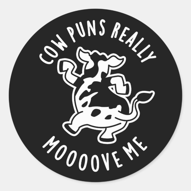 Sticker Rond Puns de vache Vraiment Moooooooooooooooooh amusant (Devant)