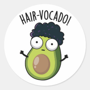 Sticker Rond Puns drôles de l'avocat Hair-vocado
