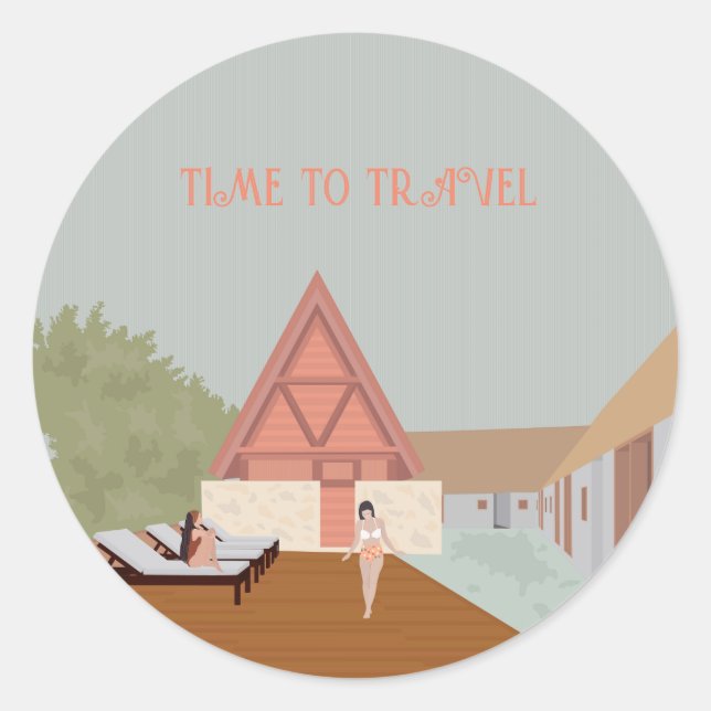 Sticker Rond Punta Caliza Holbox, casa de vacaciones, viajar (Devant)