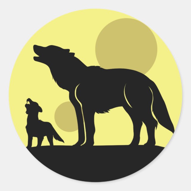 Sticker Rond Pup Mother and Wolf (Devant)
