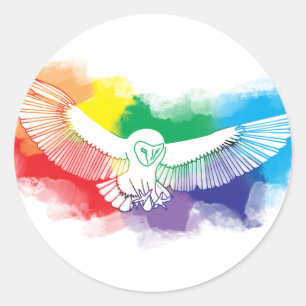 Sticker Rond Pupitre arc-en-ciel gras aquarelle peinture numéri