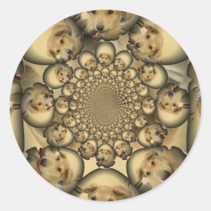 Sticker Rond Puppy Kaleidoscope Art Print