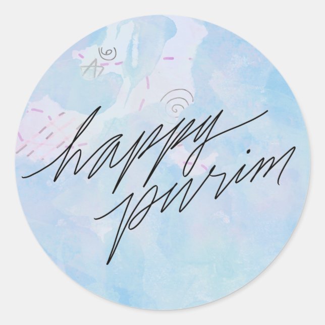 Sticker Rond purin heureux en bleu nuage (Devant)