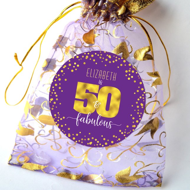 Sticker Rond Purple 50 et fabuleux foil d'anniversaire en feuil (Créateur téléchargé)