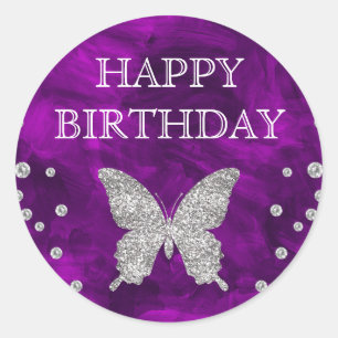 Sticker Rond Purple Acrylique et Parties scintillant Argent Pap