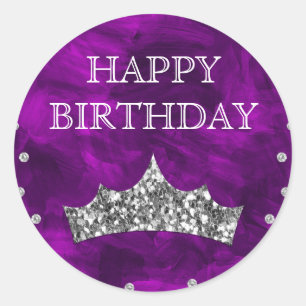 Sticker Rond Purple Acrylique & Parties scintillant Argent Cour