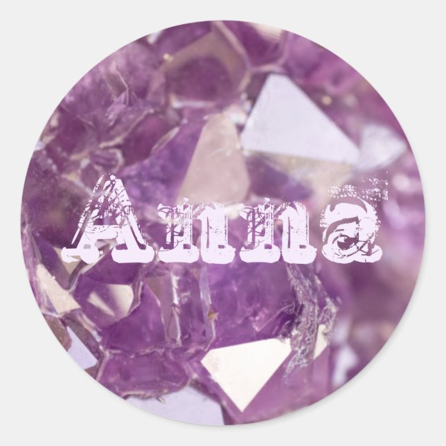 Sticker Rond Purple Agate Moderne tendance Simple Nom Modèle (Devant)