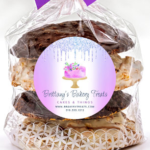 Sticker Rond Purple Bakery Parties scintillant de gâteau Driver