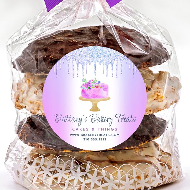 Sticker Rond Purple Bakery Parties scintillant de gâteau Driver (Créateur téléchargé)