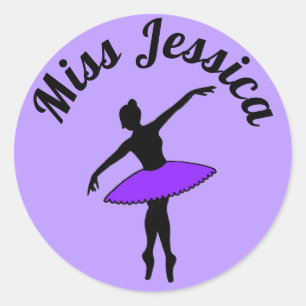 Sticker Rond Purple Ballerina Ballet Danse Enseignant Pointe Tu