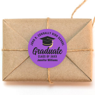 Sticker Rond Purple Black Graduate Custom Graduate Party
