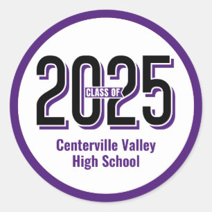 Sticker Rond Purple Bold ombragé chiffres classe de 2025