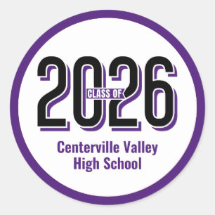 Sticker Rond Purple Bold ombragé chiffres classe de 2026